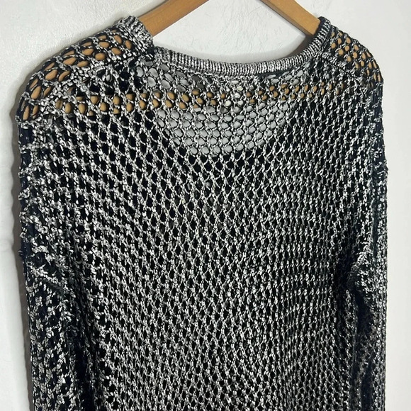 Vintage 90s Y2K Whimsigoth Mesh Crochet Metallic Open Knit Weave Layering Top - Picture 5 of 11
